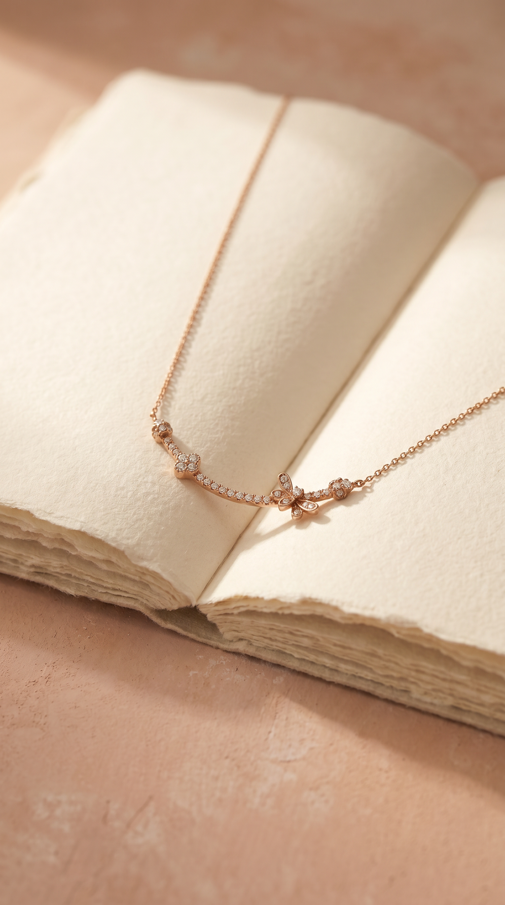 Diamond Rose Gold Charm Necklace