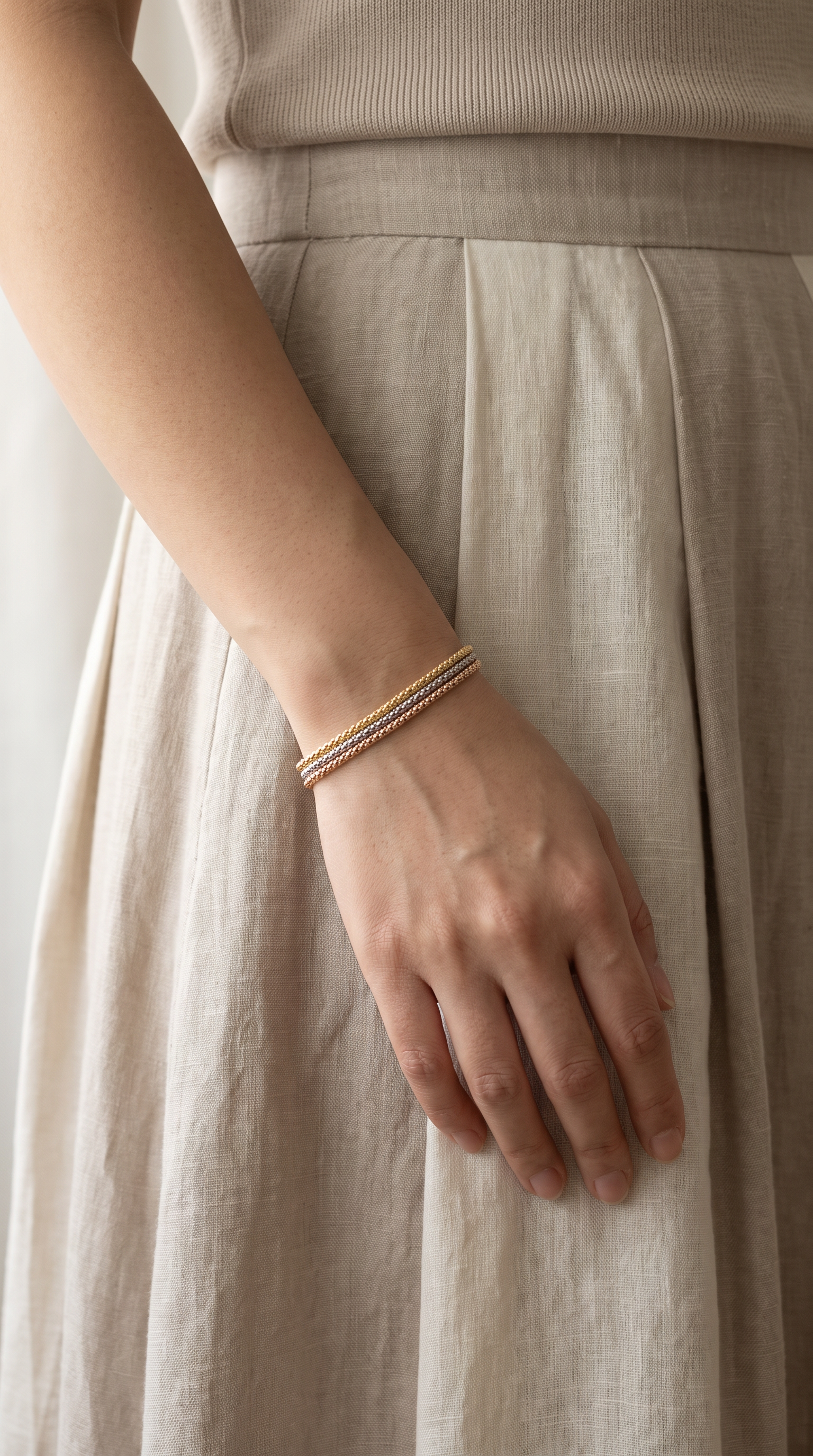 18K Multicolor Gold Chain Bracelet