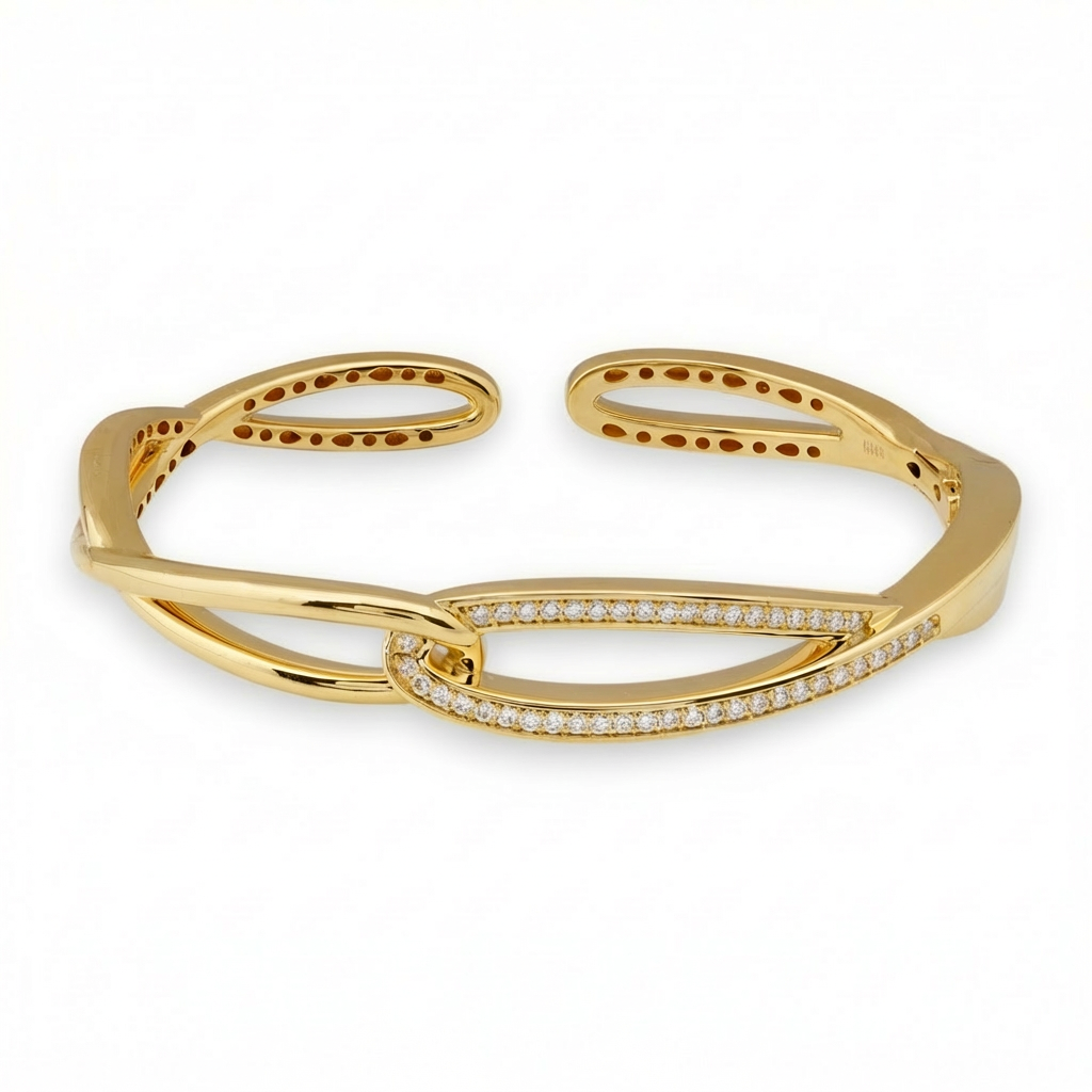 18K Yellow Gold Diamond Infinity Cuff Bracelet