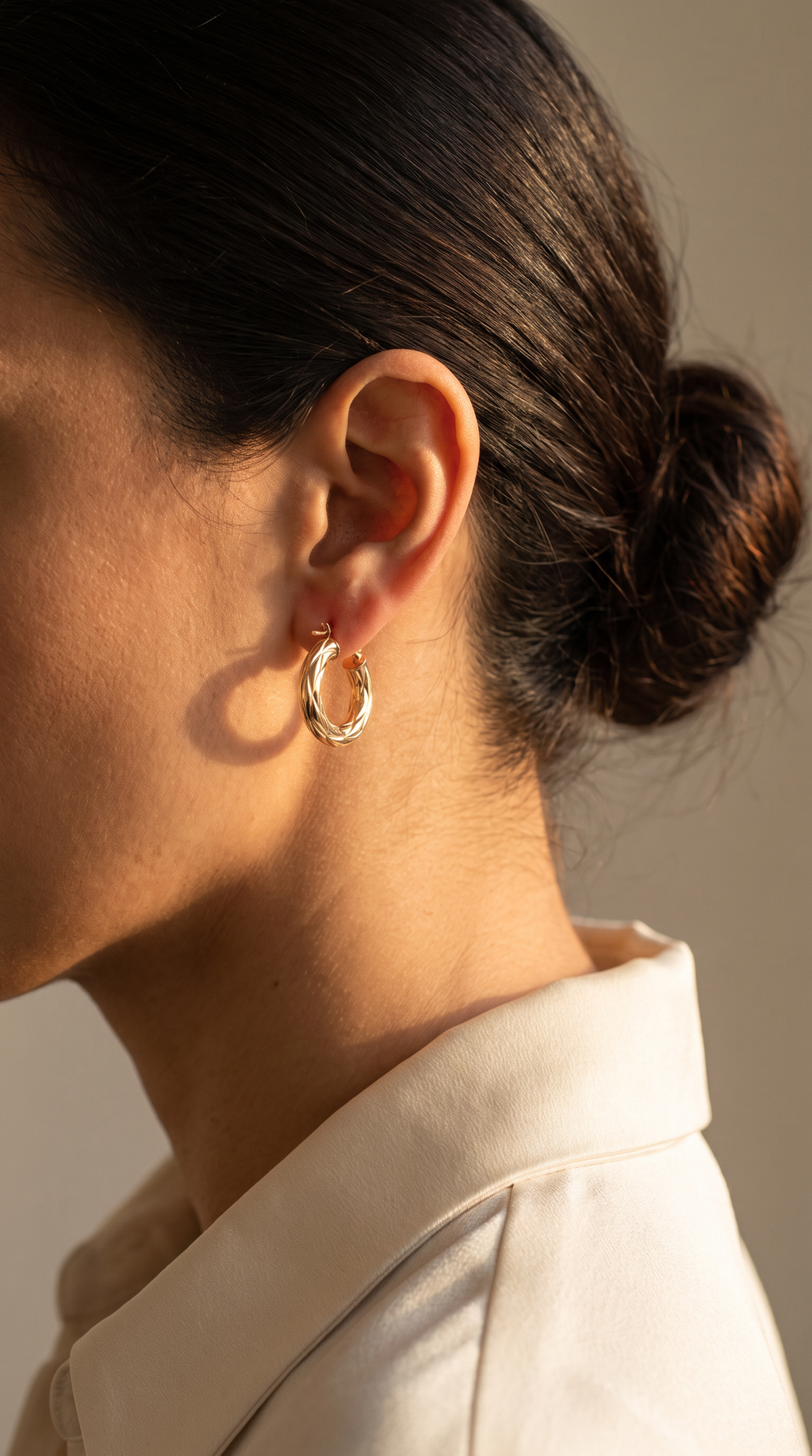 18K Yellow Gold Circle Hoop Earrings