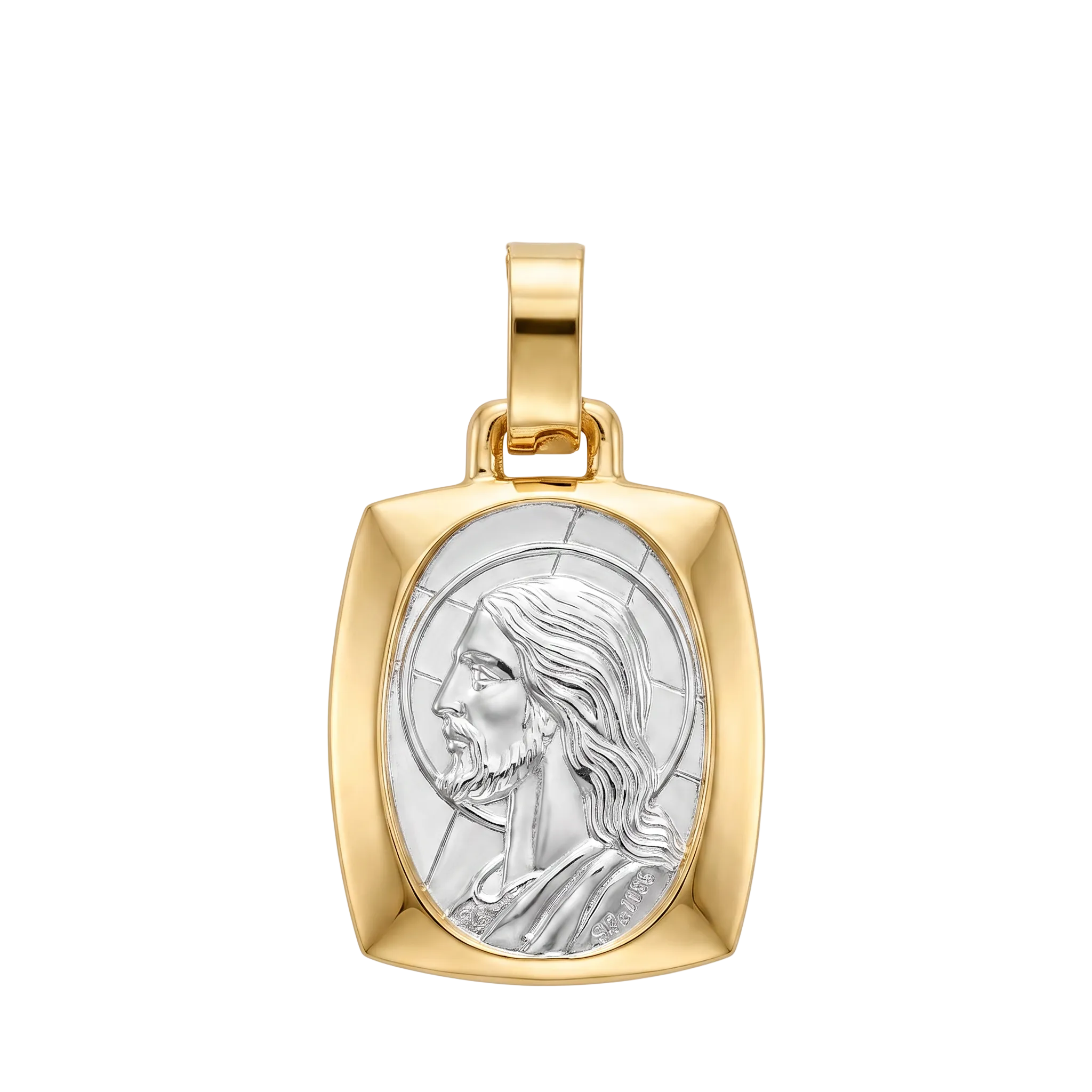 18K Two Tone Gold Jesus Icon Pendant