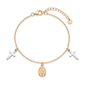 18K Two Tone Gold Cross & St. Mary Motif Baby Bracelet