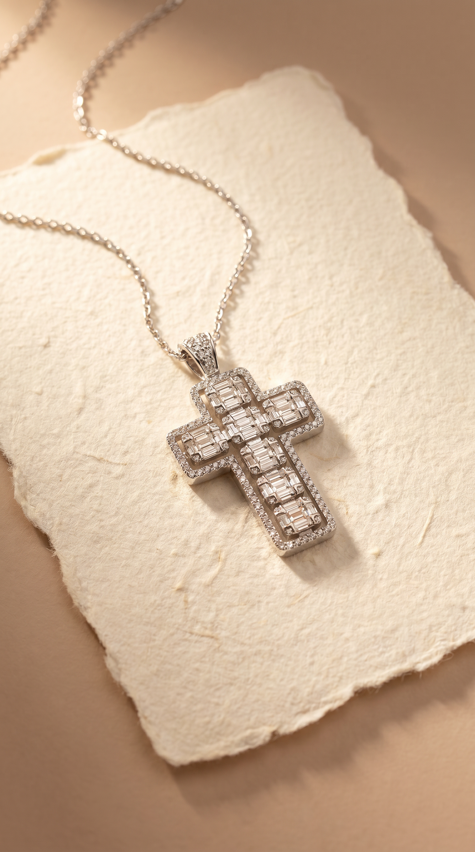 Diamond White Gold Cross Necklace