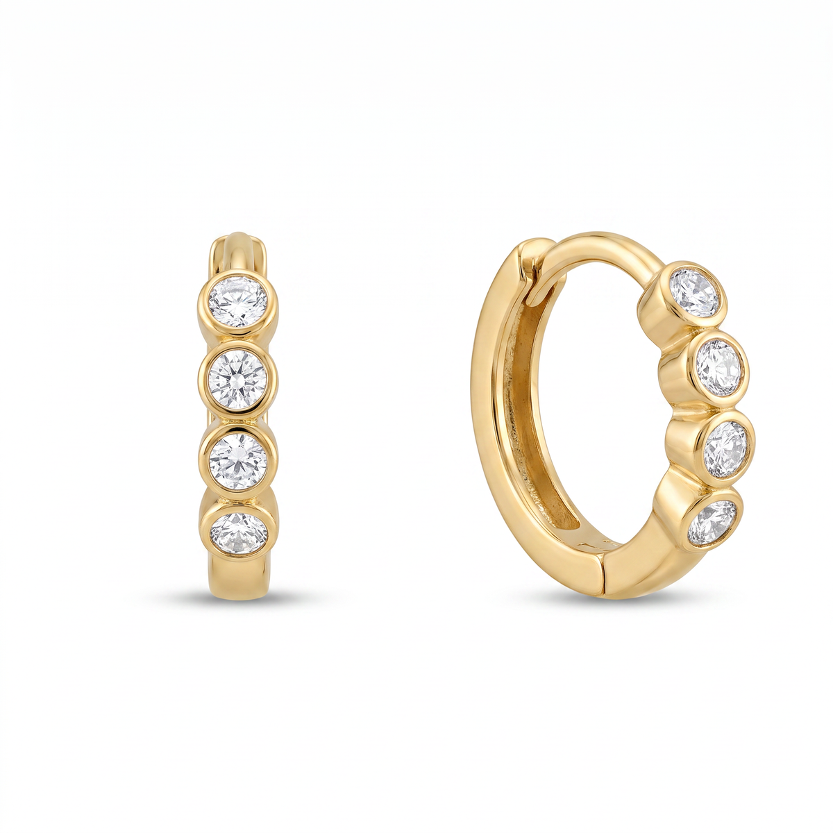 18K Yellow Gold Cubic Zirconia Circle Hoop Earring