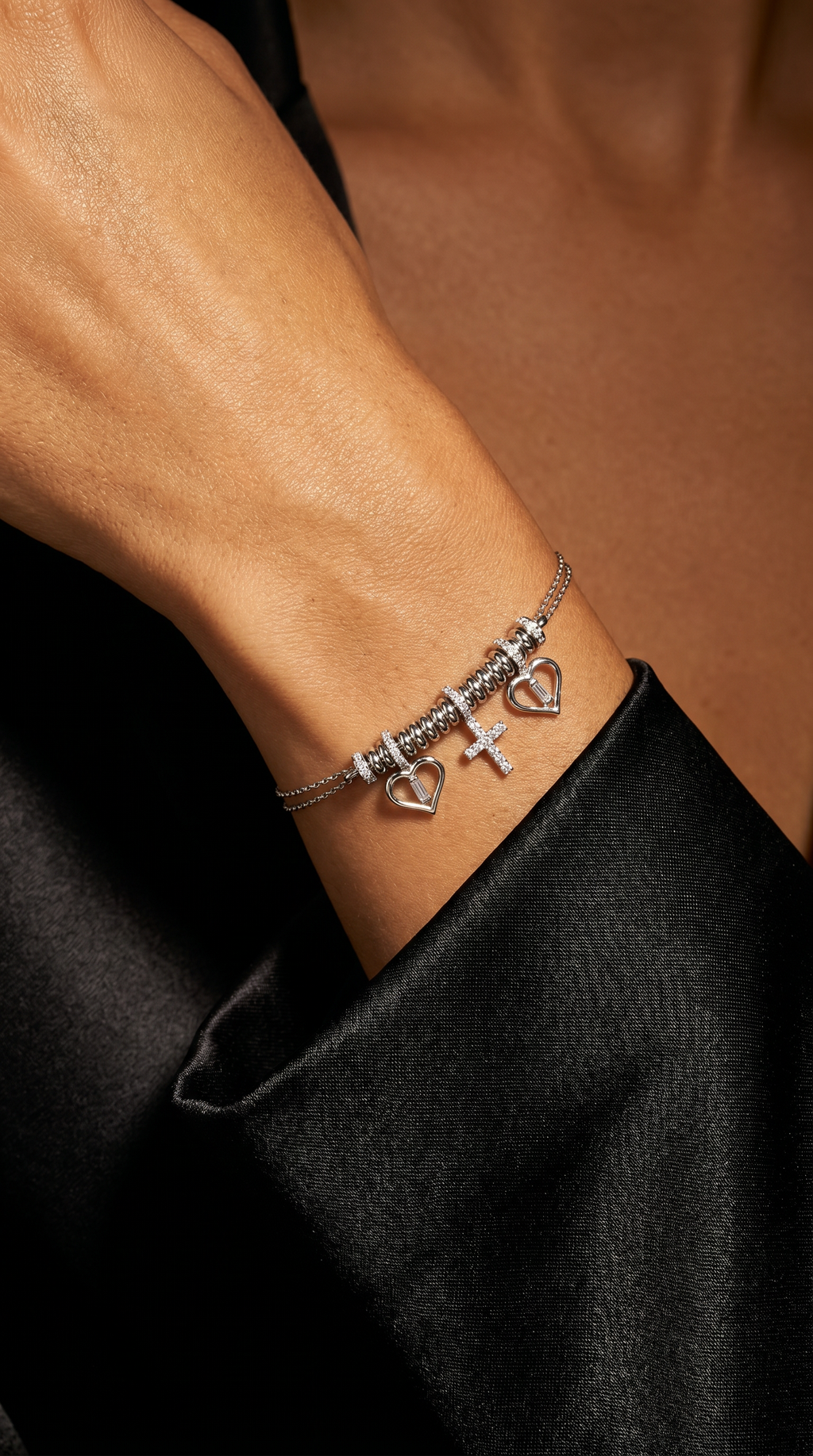 Diamond White Gold Double Chain Bracelet