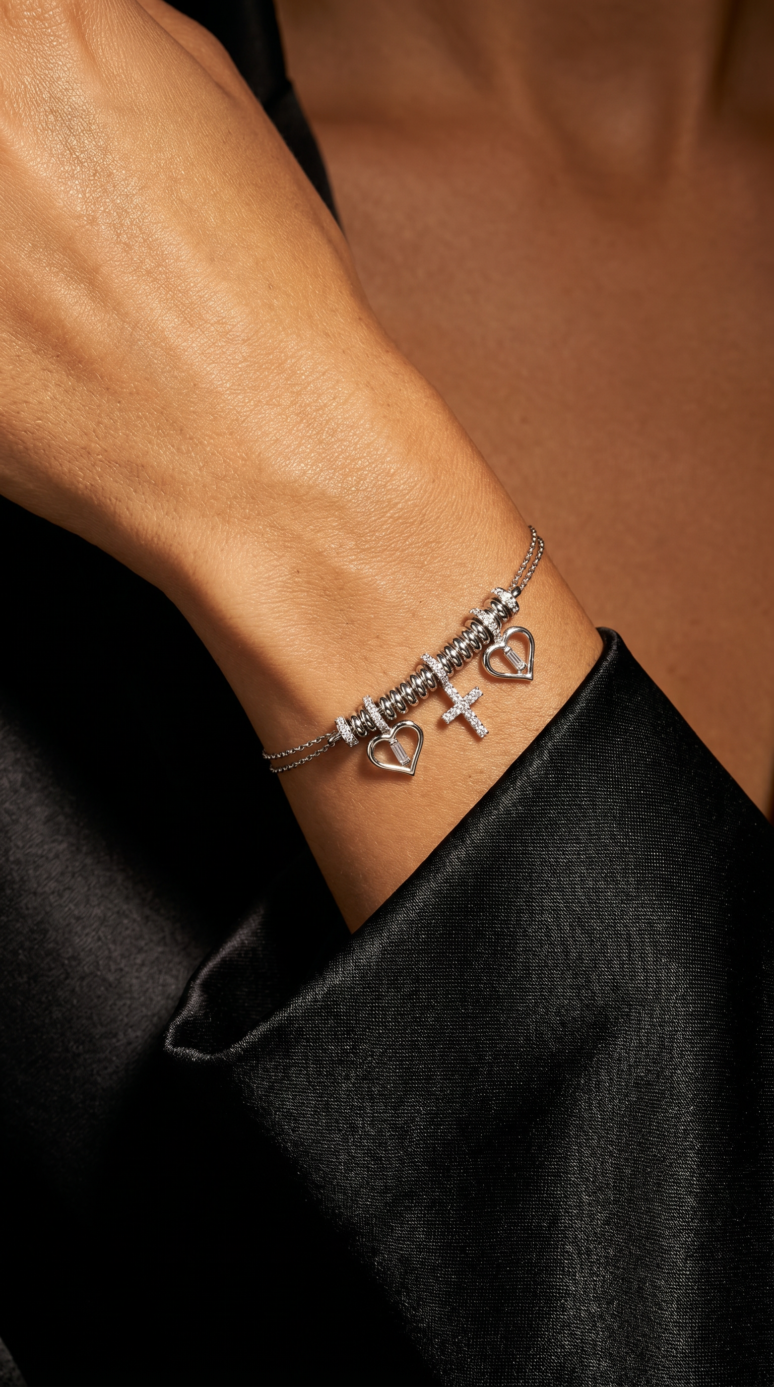 Diamond White Gold Double Chain Bracelet