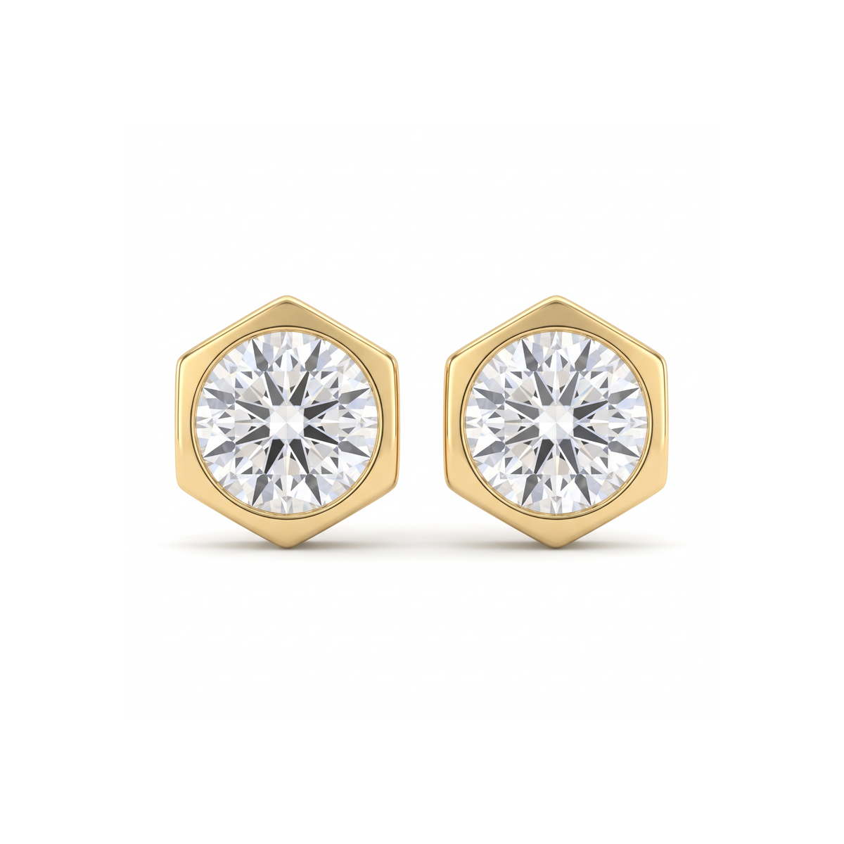 18K Yellow Gold Cubic Zirconia Stud Earring