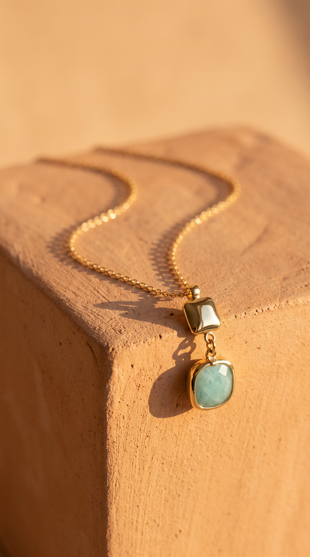 18K Yellow Gold Amazonite Chain Necklace