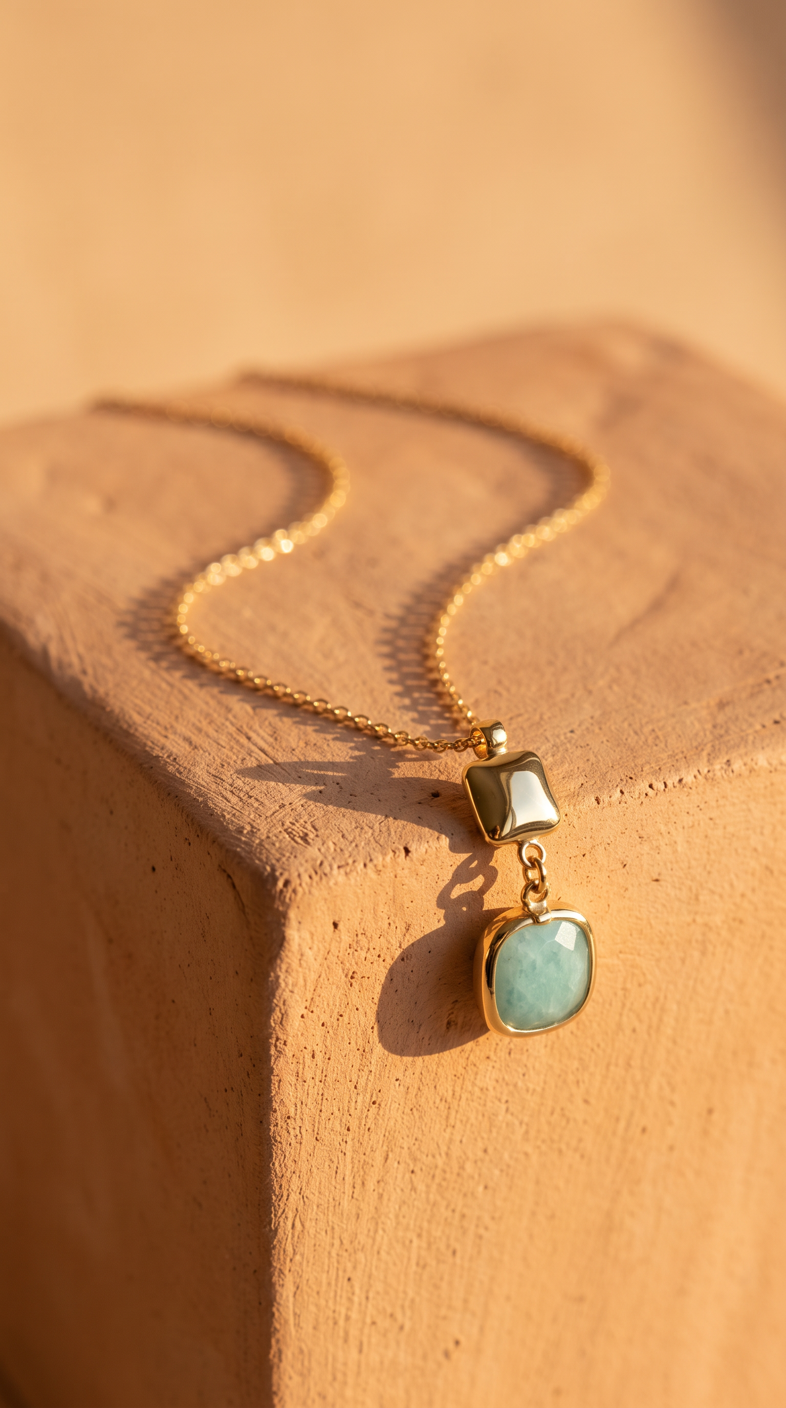 18K Yellow Gold Amazonite Chain Necklace