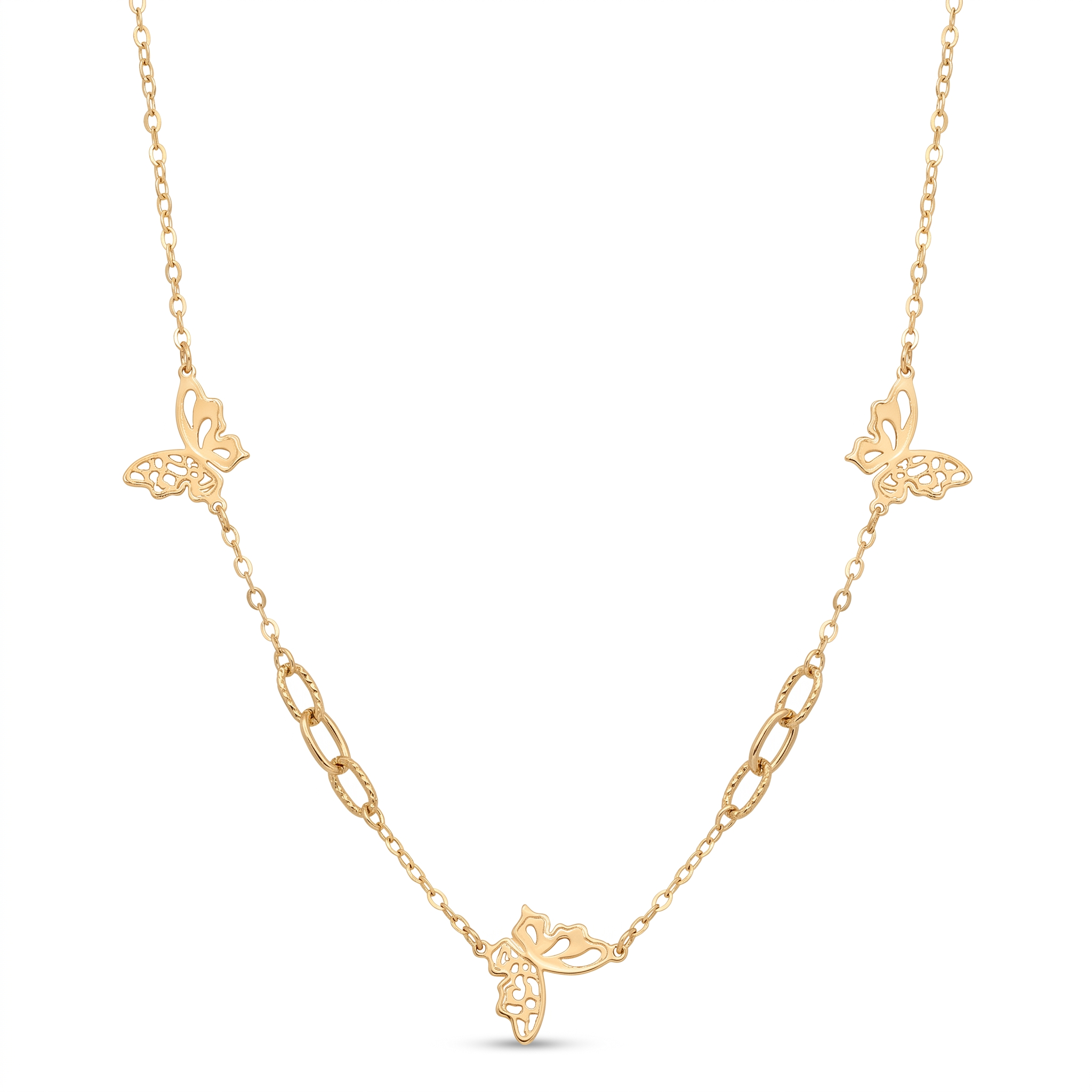 18K Yellow Gold Butterfly Chain Necklace