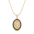 18K Two Tone Virgin Mary Onyx Gold Necklace