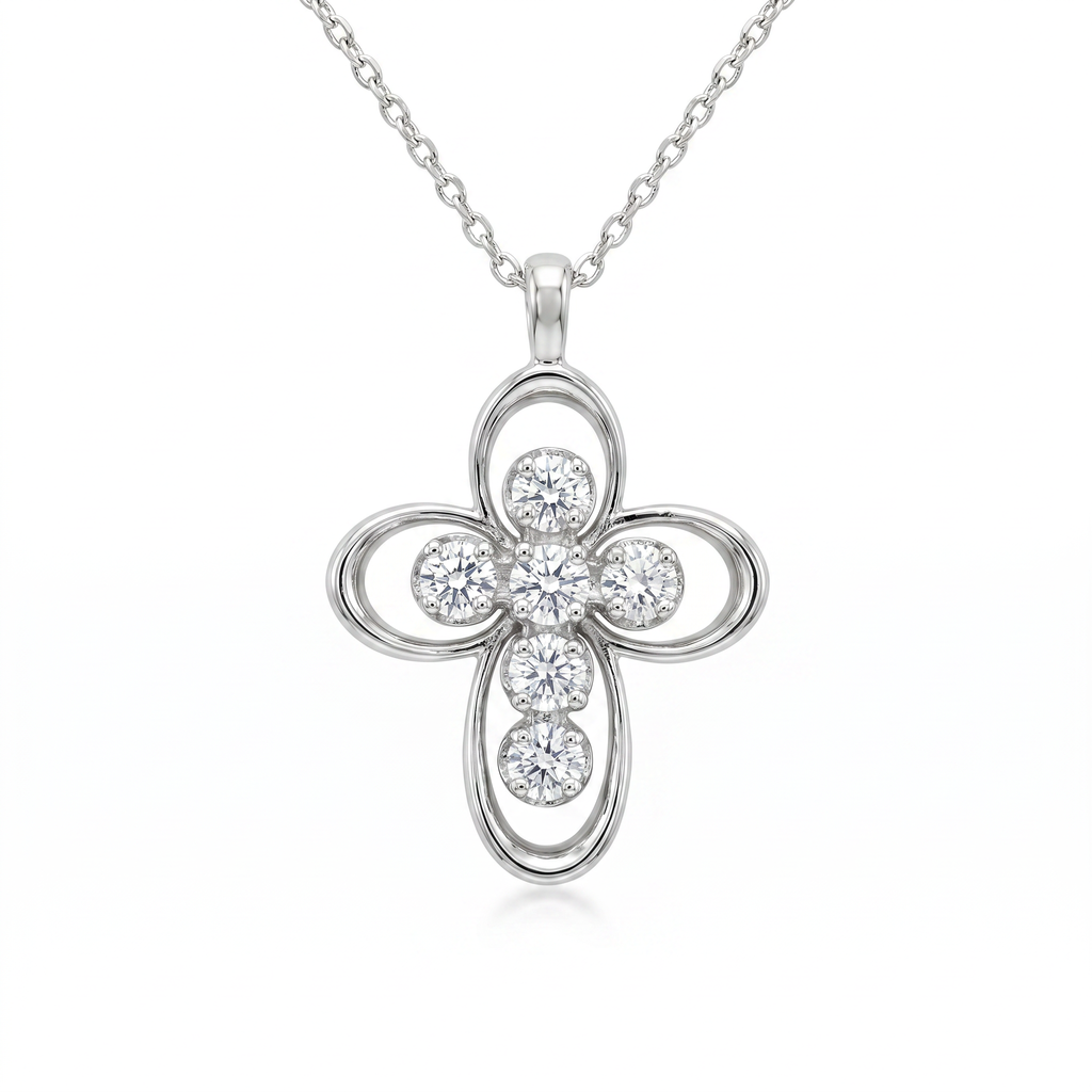 Diamond White Gold Cross Necklace