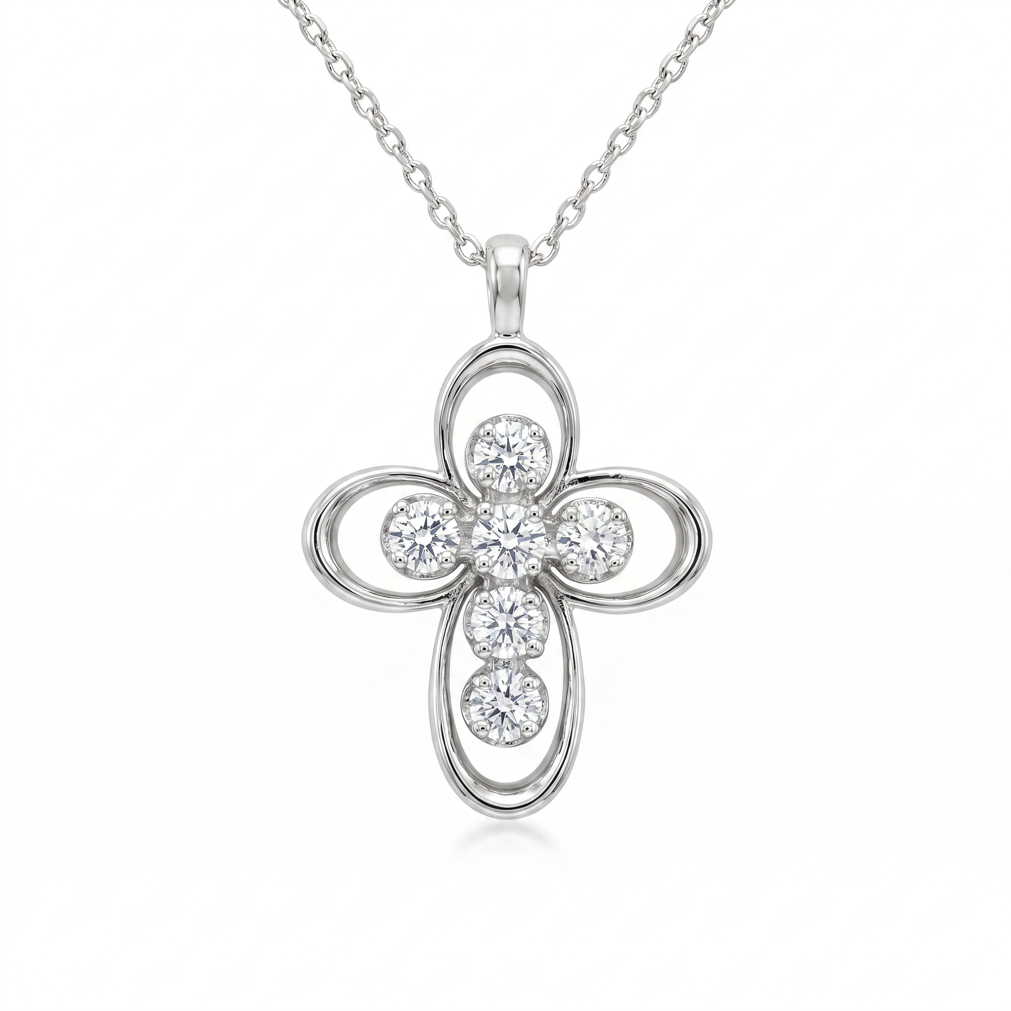 Diamond White Gold Cross Necklace