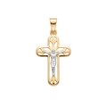 18K Two Tone Gold Crucifix Pendant