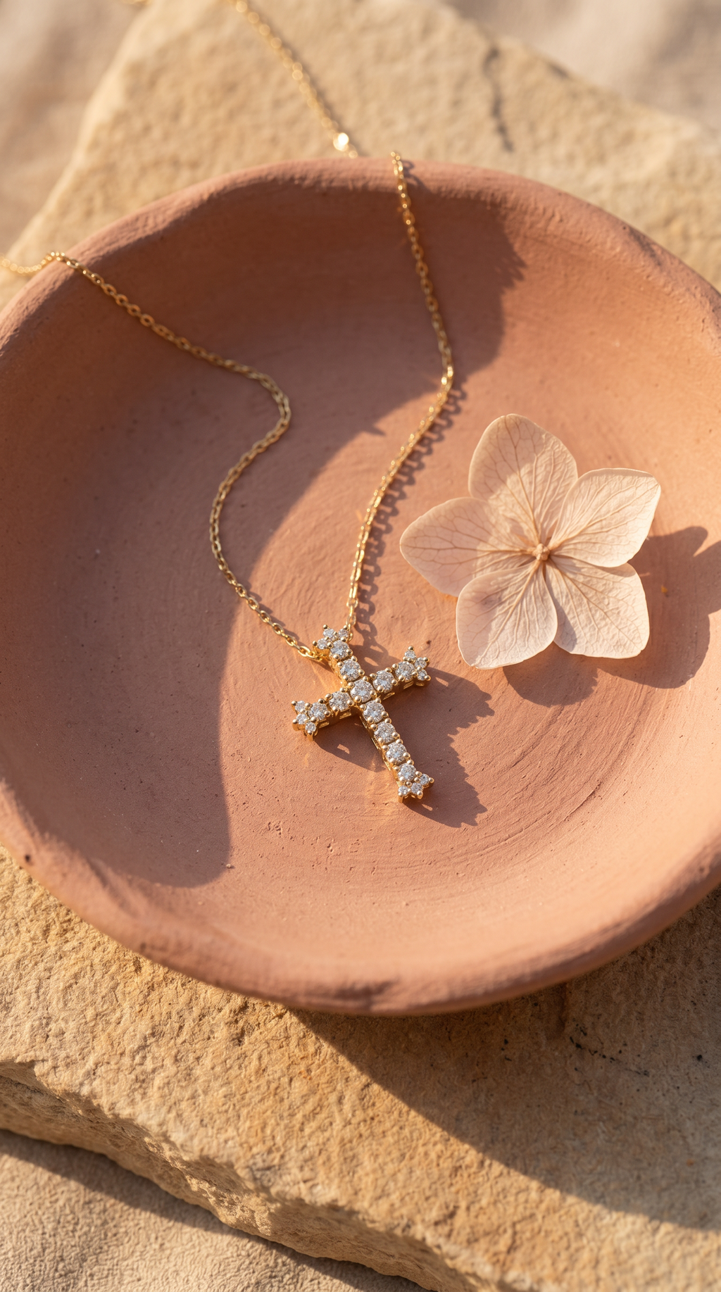 Diamond Yellow Gold Cross Necklace