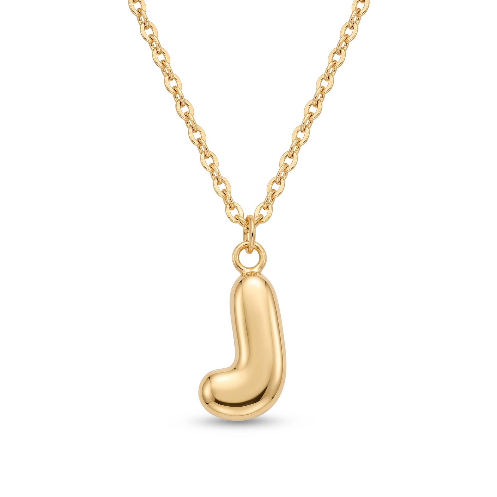 18K Yellow Gold Letter J Chain Necklace