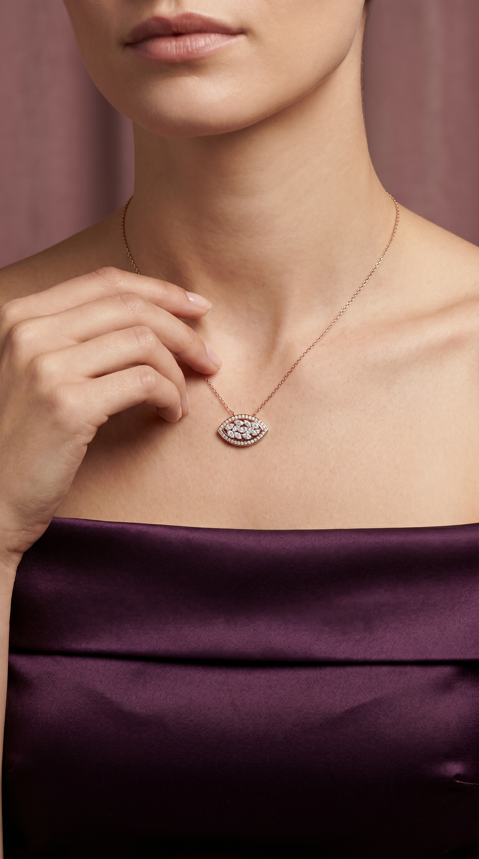 Diamond Two Tone Gold Eye Necklace