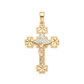 18K Two Tone Gold Crucifix Pendant
