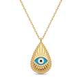 18K Yellow Gold Enamel Evil Eye Necklace