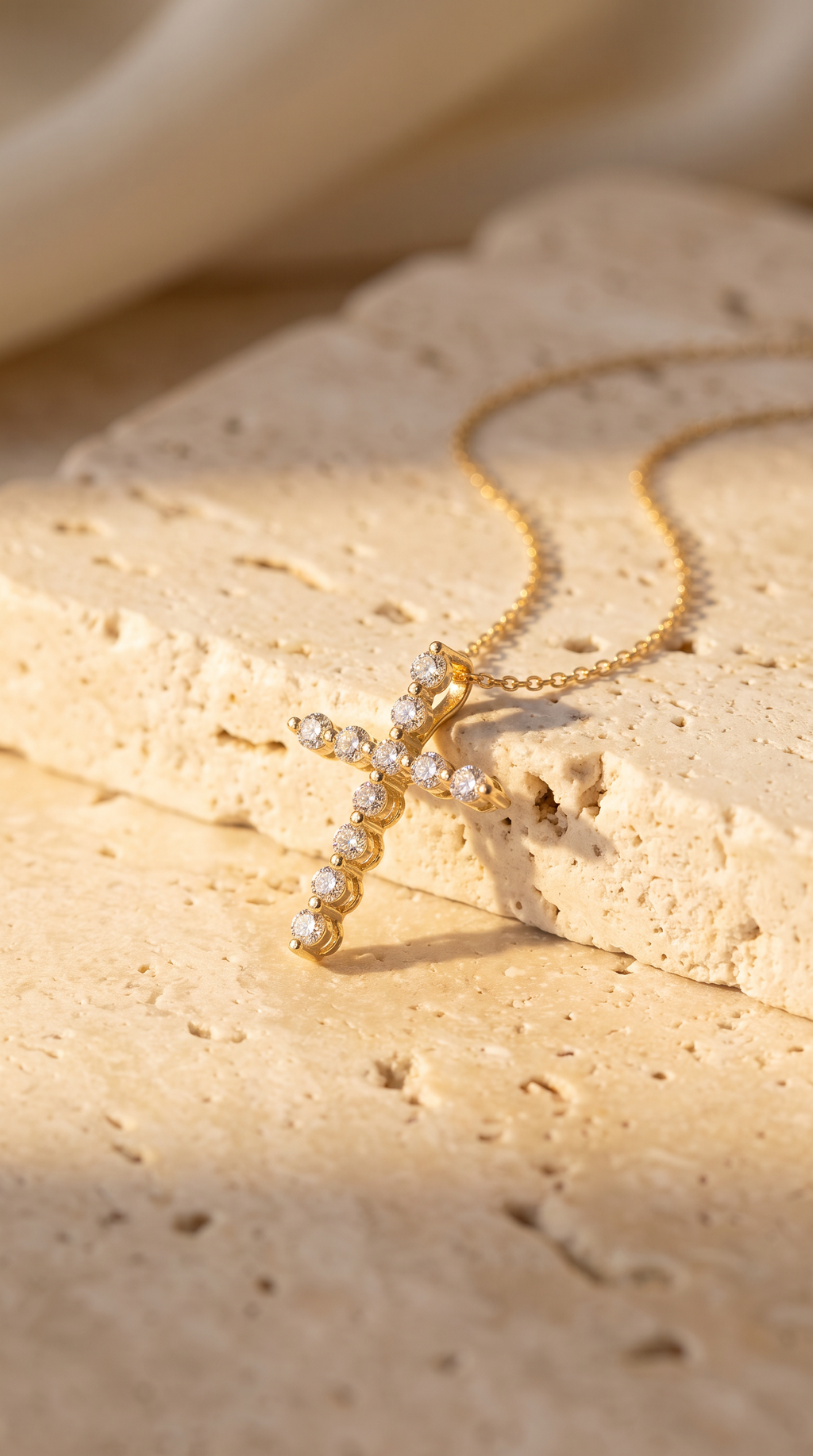 Diamond Yellow Gold Cross Chain Necklace