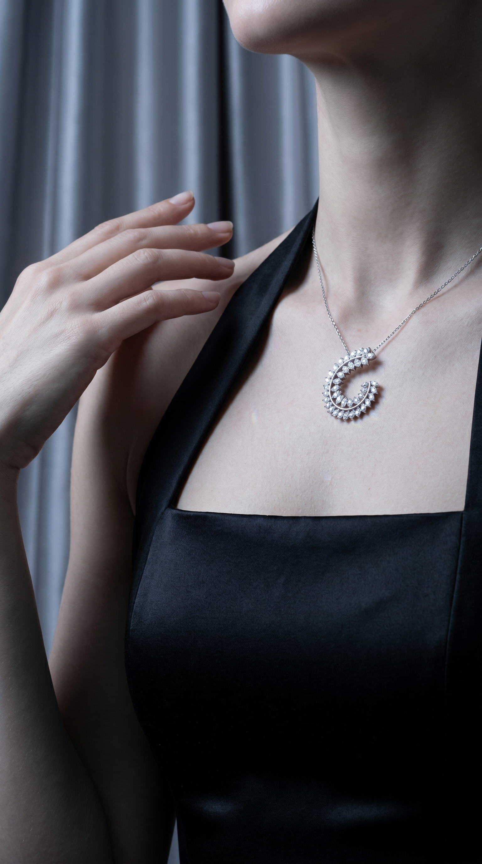 Diamond White Gold Leaf Necklace