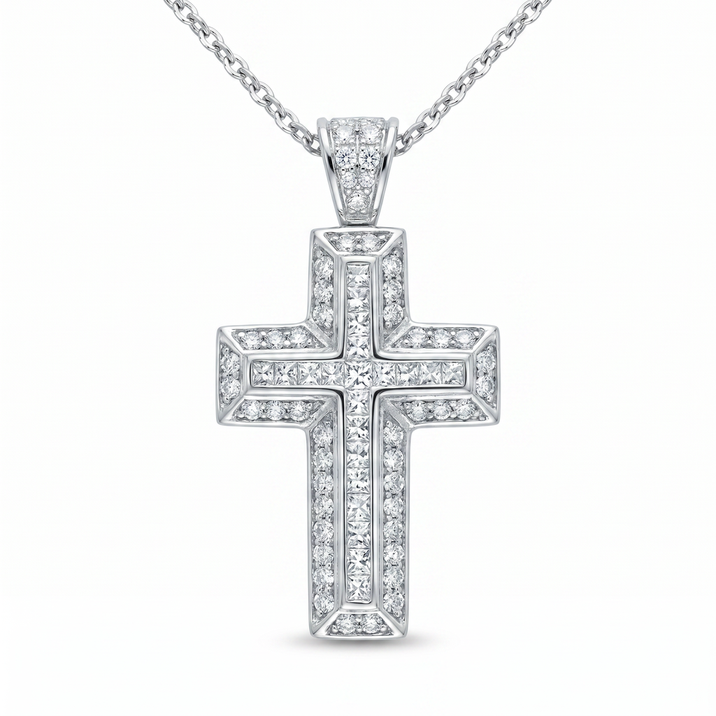 Diamond White Gold Cross Necklace