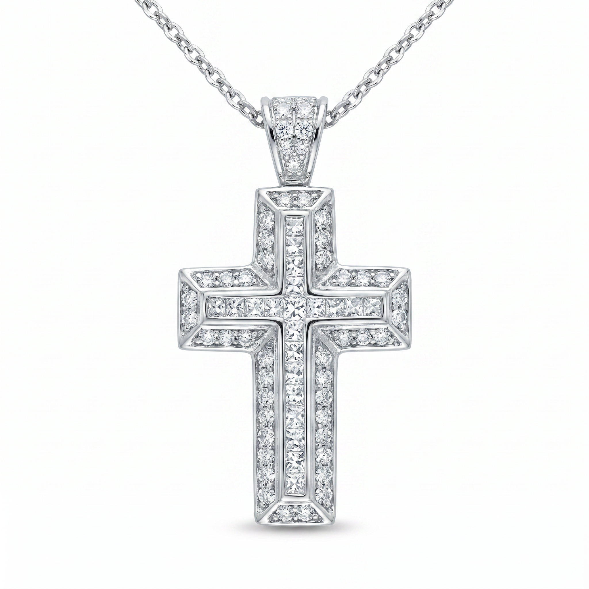 Diamond White Gold Cross Necklace