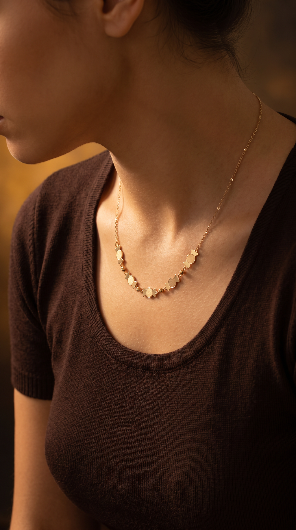 18K Yellow Gold Beaded Candy Necklace
