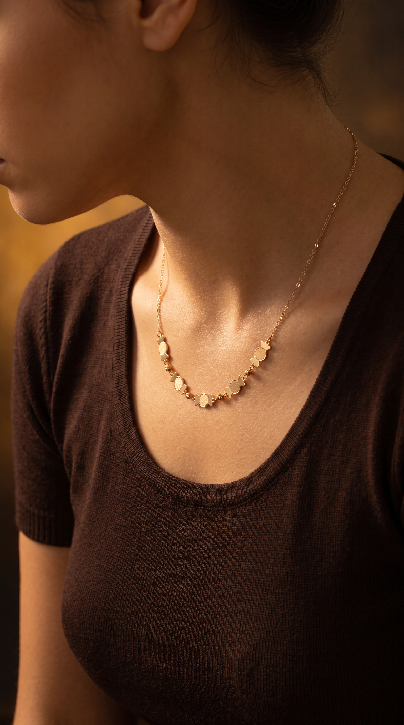 18K Yellow Gold Beaded Candy Necklace