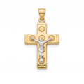 18K Two Tone Gold Crucifix Pendant