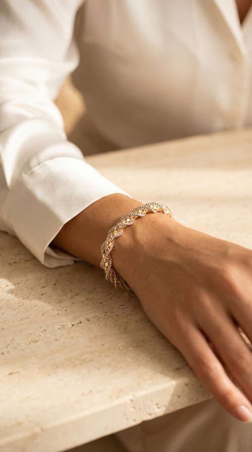 18K Two Tone Gold Twisted Bracelet