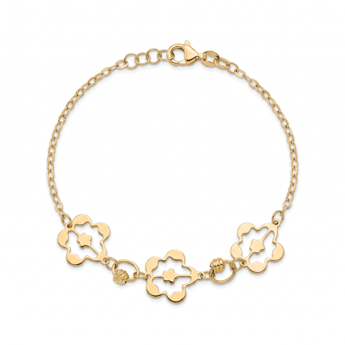18K Yellow Gold Beaded Motif Baby Bracelet