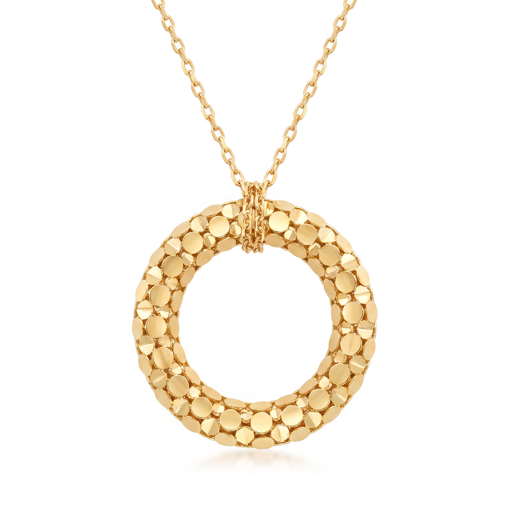 18K Yellow Gold Circle Chain Necklace