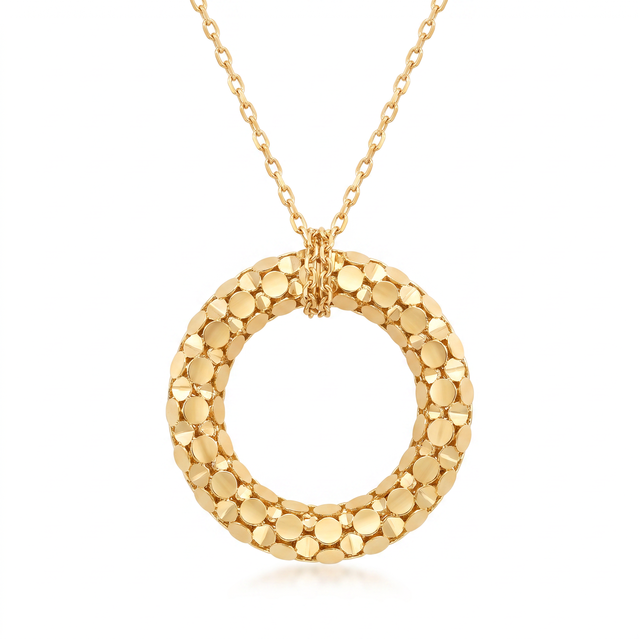 18K Yellow Gold Circle Chain Necklace