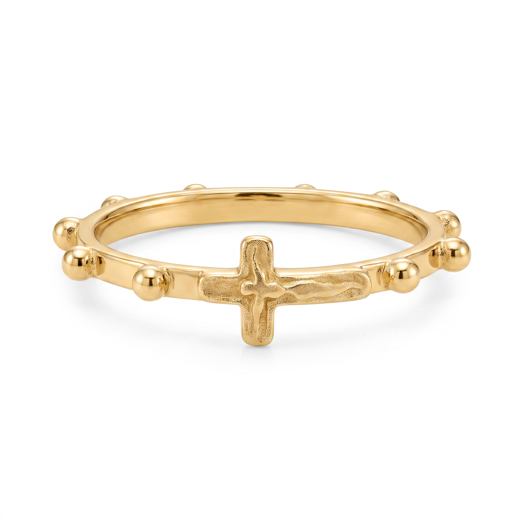 18K Yellow Gold Cross Ring