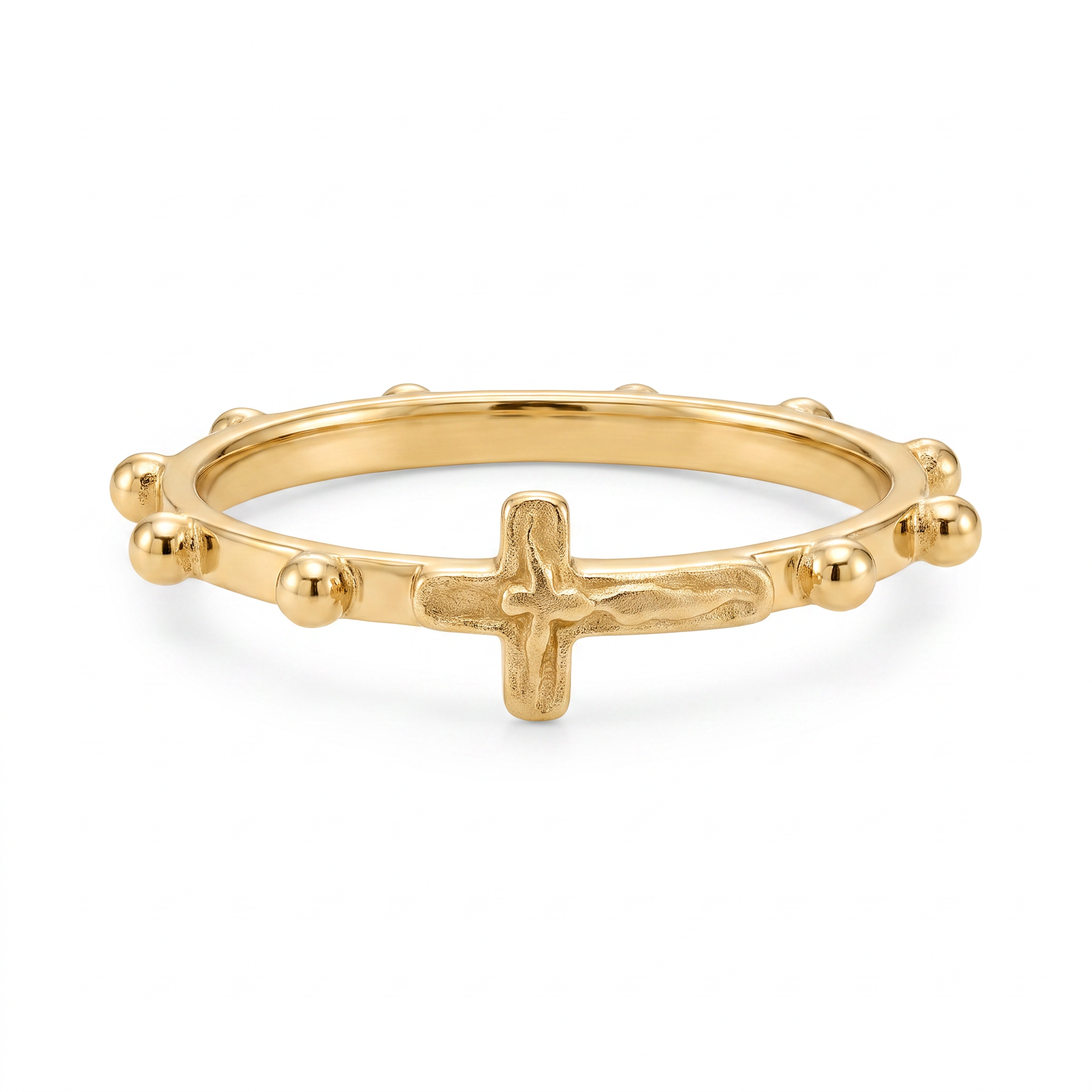 18K Yellow Gold Cross Ring
