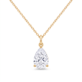 Lab Diamond Yellow Gold Pear Solitaire Chain Necklace