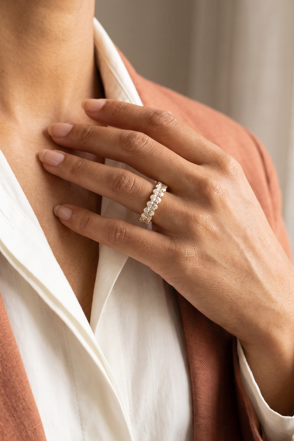 Lab Diamond Yellow Gold Oval Ring