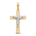 18K Two Tone Gold Crucifix Pendant