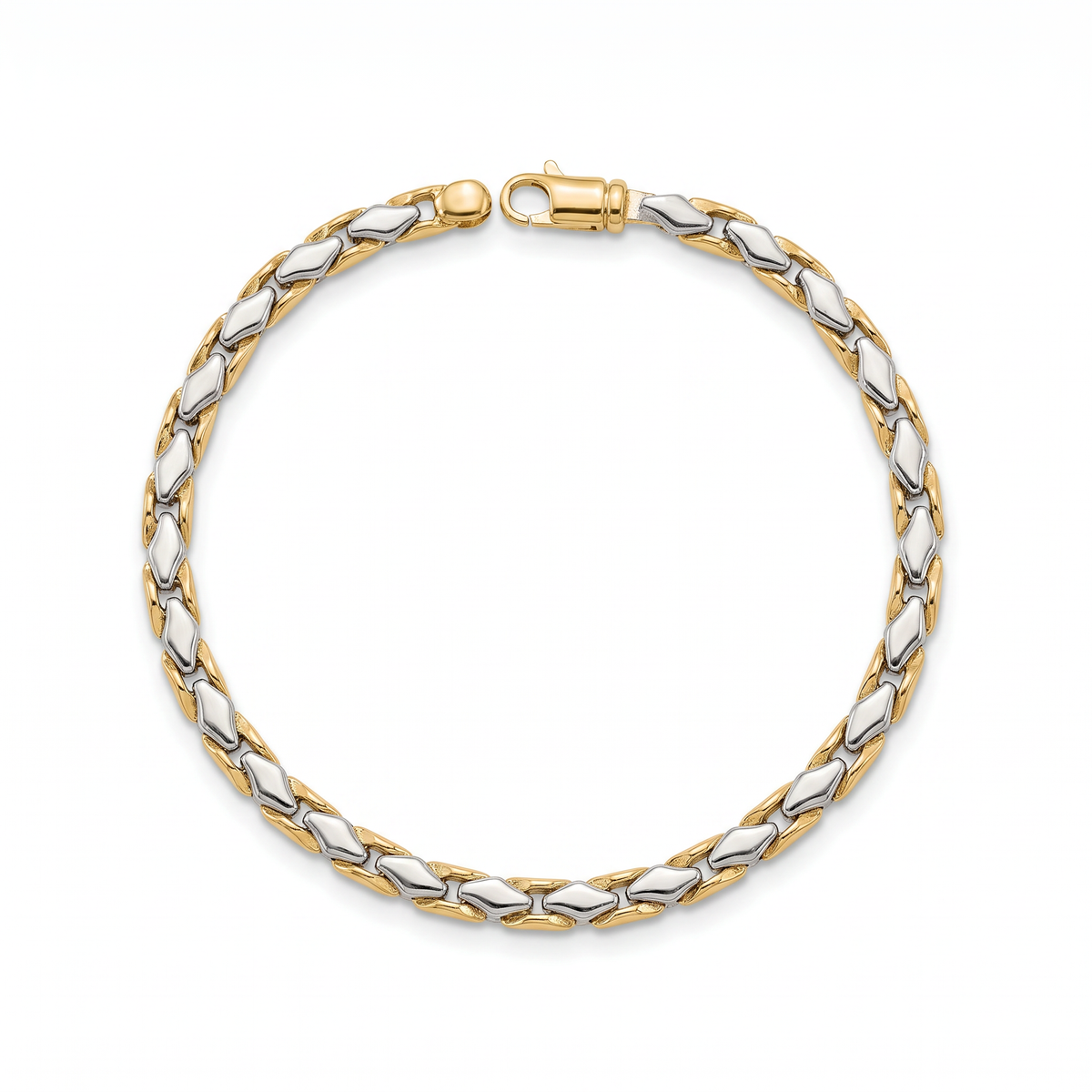 18K Two Tone Gold Men's Chain Bracelet