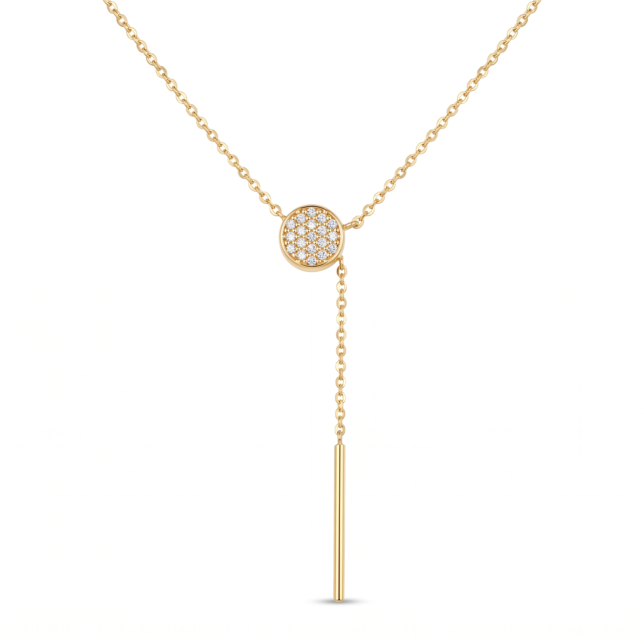 18K Yellow Gold Cubic Zirconia Chain Necklace