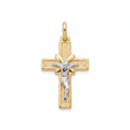 18k Gold Two Tone Crucifix Pendant