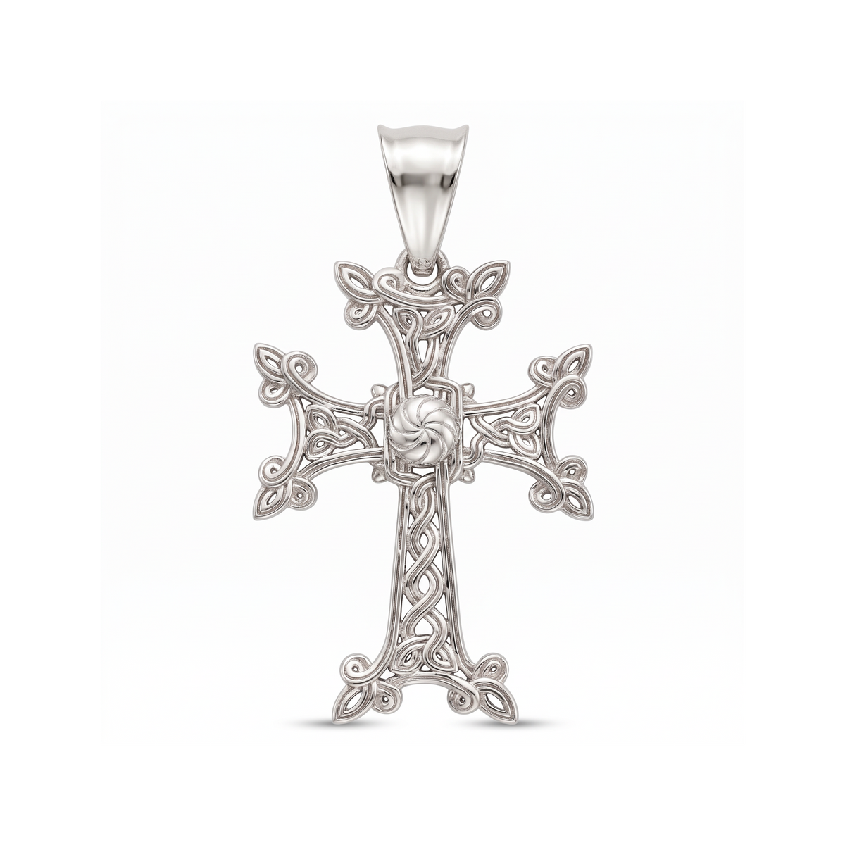 18K White Gold Cross Pendant