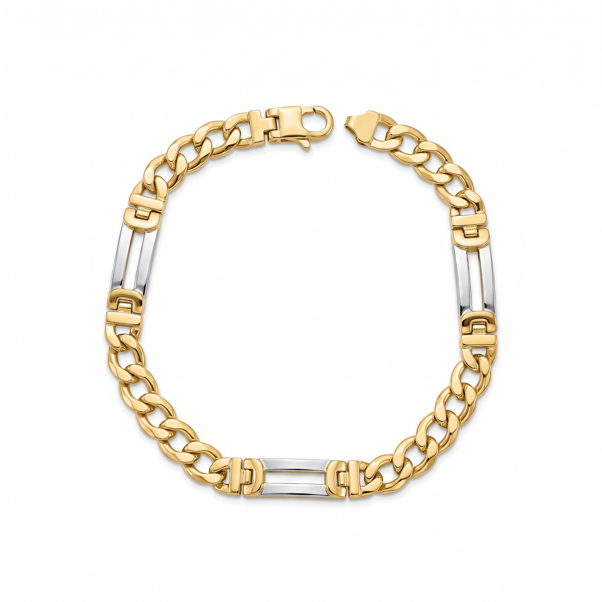 Men 18K Two Tone Gold Chain Bracelet