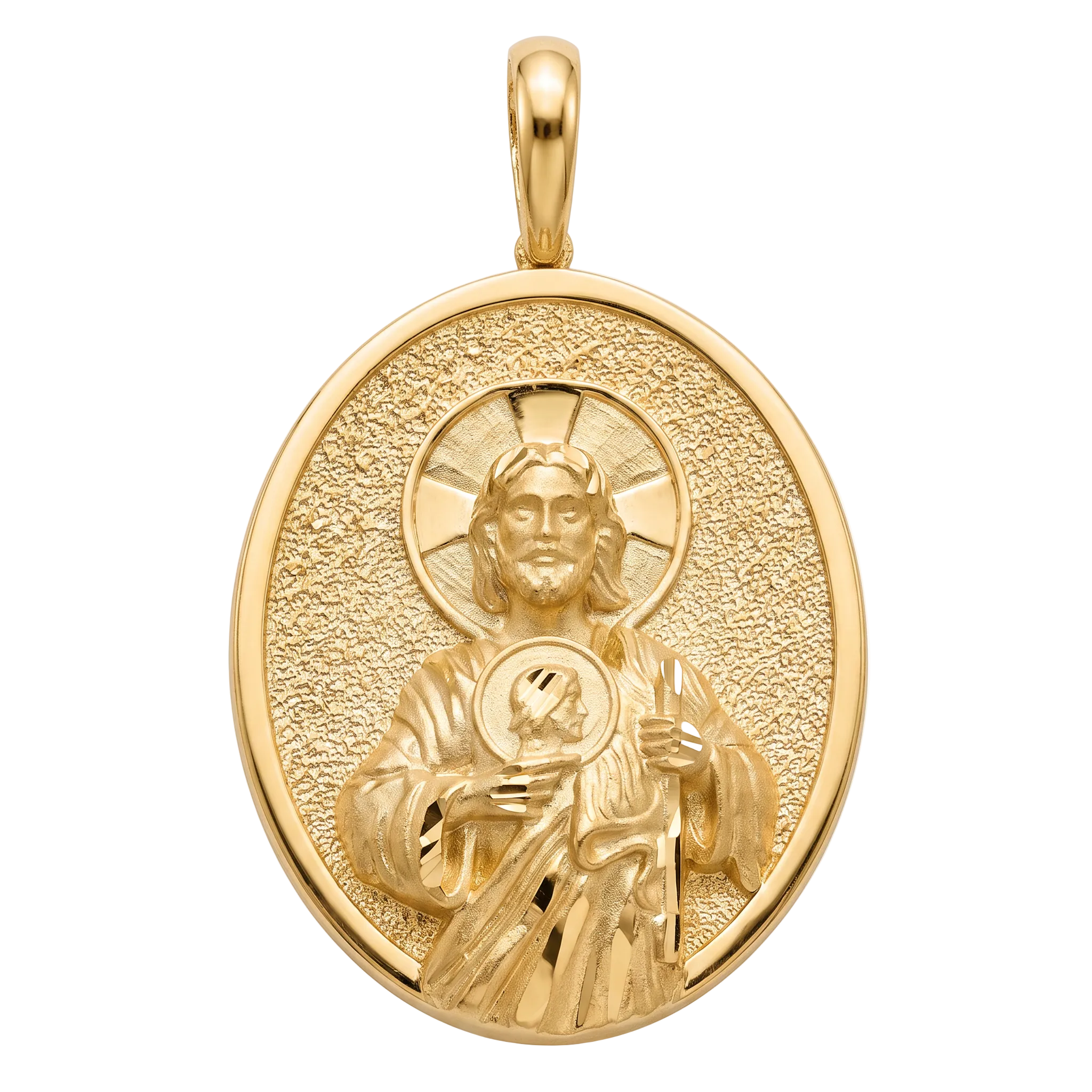 18K Yellow Gold 3D Jesus Icon Pendant