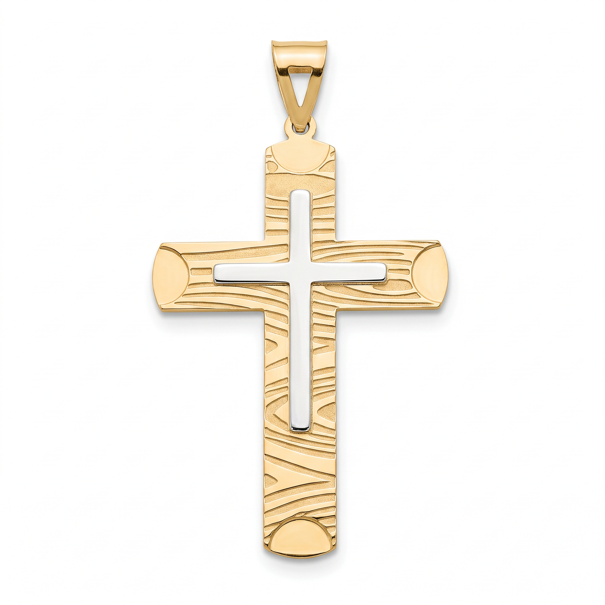 18K Two Tone Gold Cross Pendant