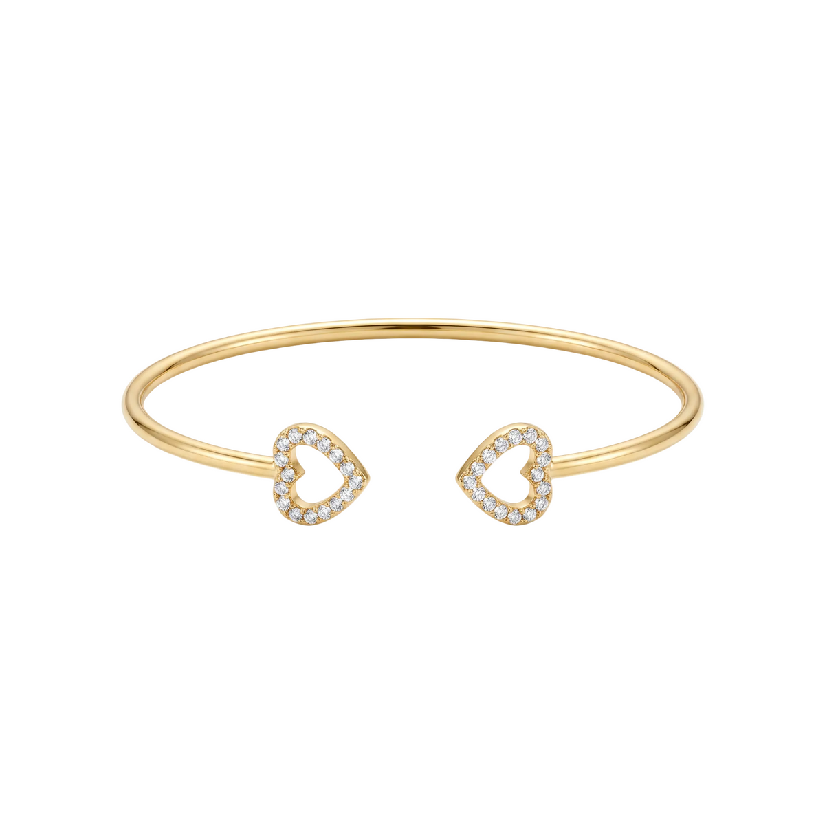 18K Yellow Gold Cubic Zirconia Heart Baby Cuff Bracelet