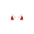 18K Yellow Gold White & Red Enamel Stud Earring
