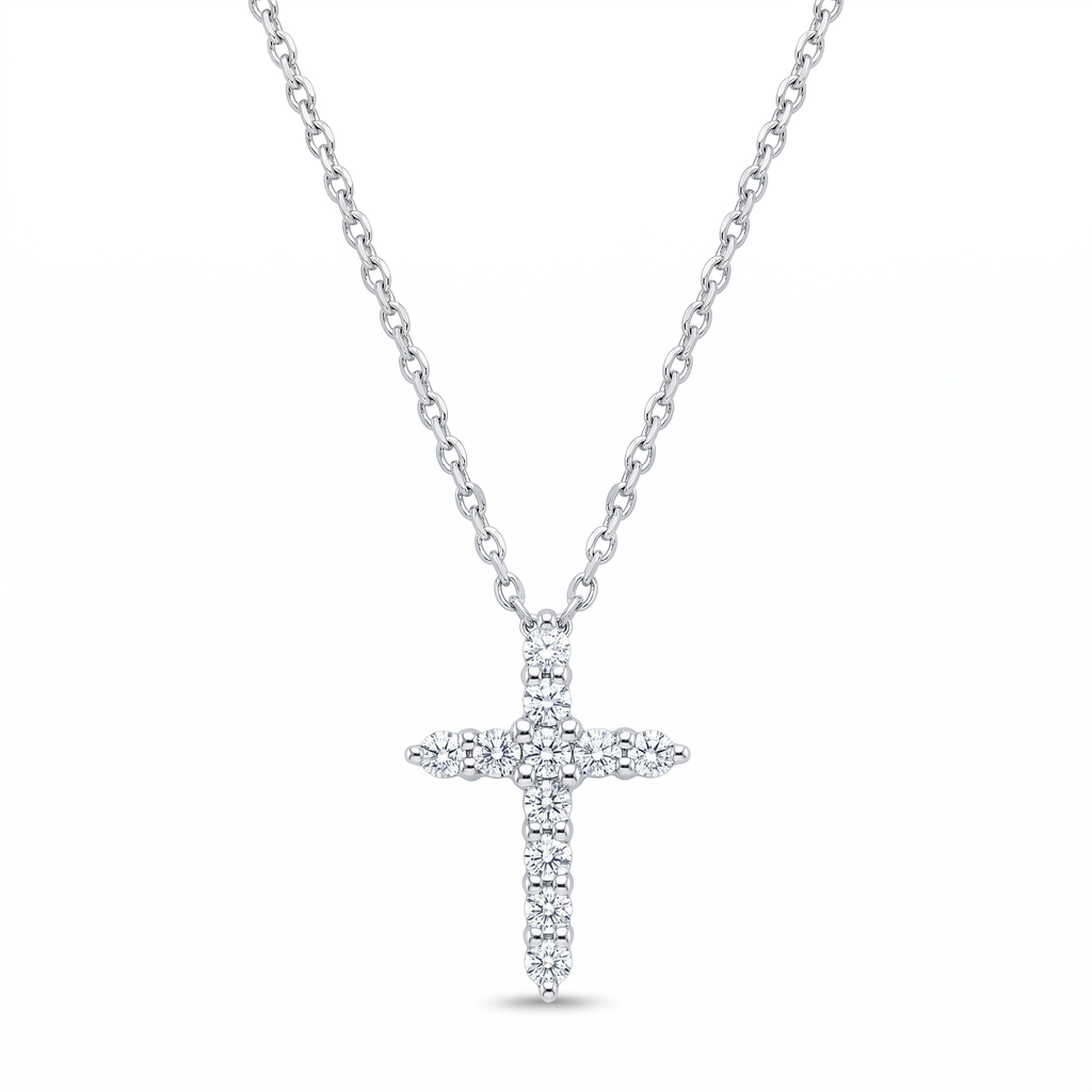 Diamond White Gold Cross Chain Necklace