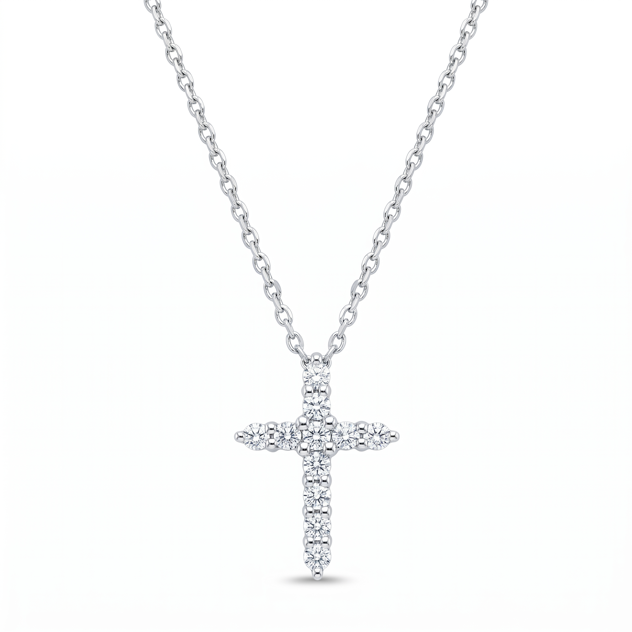 Diamond White Gold Cross Chain Necklace
